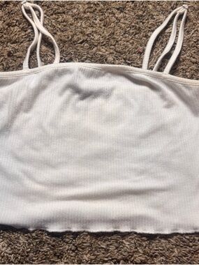 White Ribbed Double-Strap Crop Tank Forever 21 size S